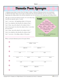 Diamante Poem: Synonyms