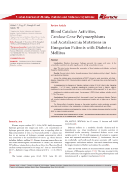 Blood Catalase Activities, Catalase Gene