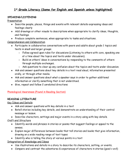 1st Grade Literacy (Same for English and Spanish unless highlighted)