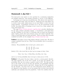 Homework 1, due Feb 1