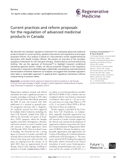 Current practices and reform proposals for the regulation of