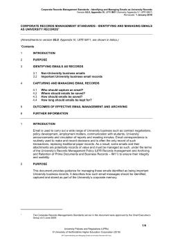 Identifying and Managing Emails as University Records