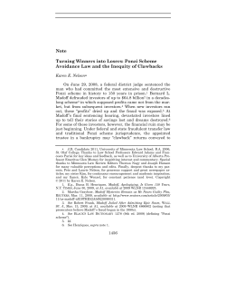 Note Turning Winners into Losers: Ponzi Scheme Avoidance Law