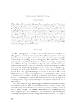 Emotions and Feminist Theories1