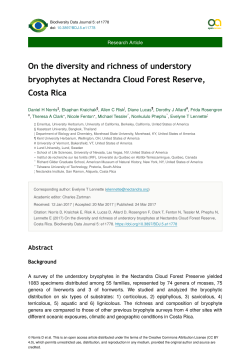 On the diversity and richness of understory bryophytes at Nectandra