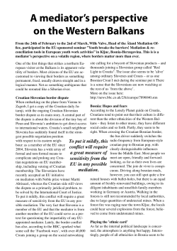 A mediator`s perspective on the Western Balkans