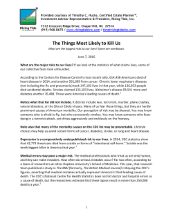 The Things Most Likely to Kill Us