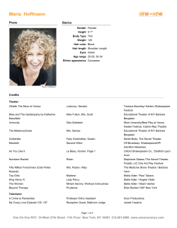 Maria Hoffmann - One on One NYC