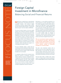 Foreign Capital Investment in Microfinance: Balancing Social and