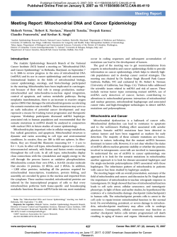 Meeting Report: Mitochondrial DNA and Cancer