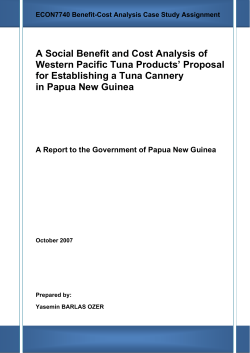 A Social Benefit and Cost Analysis of Western Pacific Tuna Products