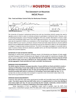 Food and Water Control Policy for Nonhuman Primates