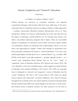 "Hayekian "Classical" Liberalism."
