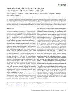 Short Telomeres are Sufficient to Cause the Degenerative Defects