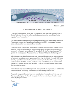 JOHN WINTHROP AND OUR LEGACY