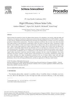High Efficiency Silicon Solar Cells