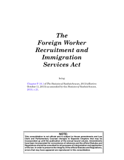 The Foreign Worker Recruitment and Immigration