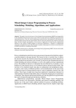 Mixed Integer Linear Programming in Process
