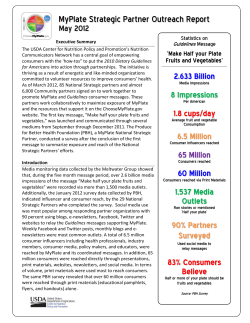 MyPlate Strategic Partner Outreach Report