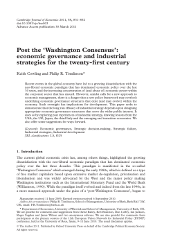 Post the `Washington Consensus`: economic