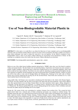 Use of Non-Biodegredable Material Plastic in Bricks