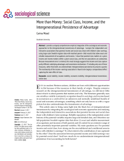 More than Money: Social Class, Income, and the Intergenerational