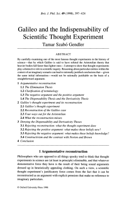 Galileo and the Indispensability of Scientific Thought Experiment