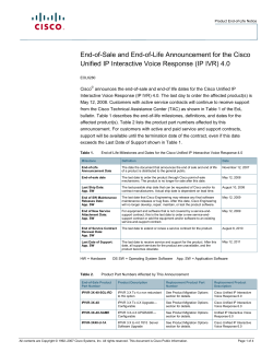 EOS/EOL for the Cisco Unified IP Interactive Voice Response (IP IVR)