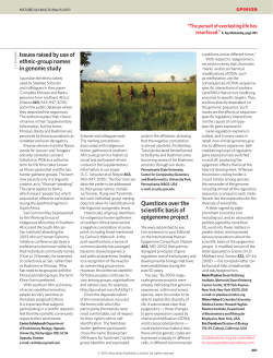 Issues raised by use of ethnic-group names in genome