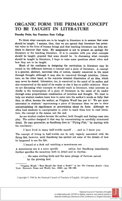 organic form: the primary concept to be taught in literature