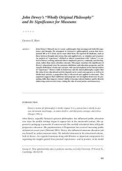 John Dewey`s `Wholly Original Philosophy` and Its
