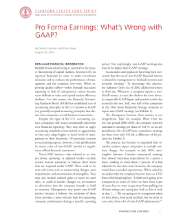 Pro Forma Earnings: What`s Wrong with GAAP?