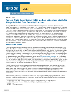 Federal Trade Commission Holds Medical Laboratory Liable for