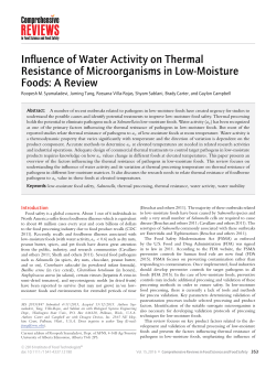 Influence of Water Activity on Thermal Resistance of Microorganisms