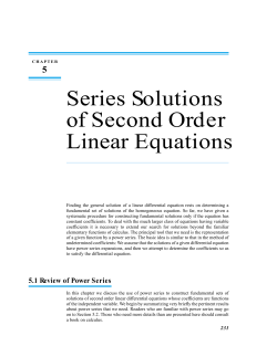 Series Solutions of Second Order Linear Equations