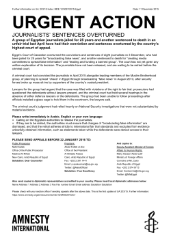 Egypt: Journalists` sentences overturned