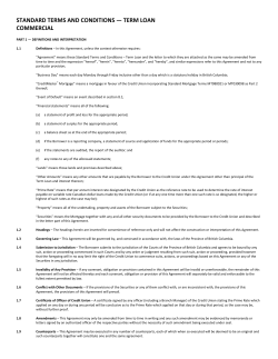 Standard Terms and Conditions&mdash;Term Loan