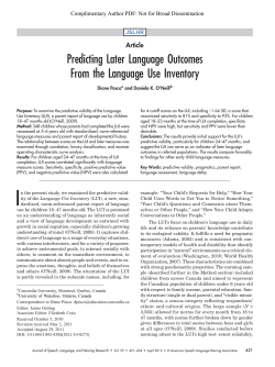 Predicting Later Language Outcomes From the Language Use