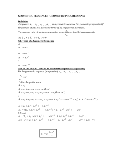 GEOMETRIC SEQUENCES (GEOMETRIC PROGRESSIONS