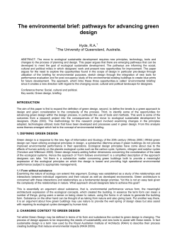 The environmental brief: pathways for advancing