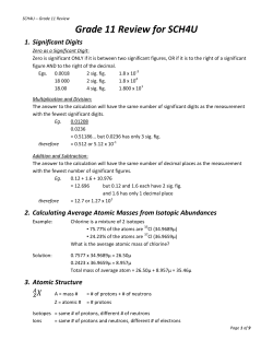 Grade 11 Review for SCH4U