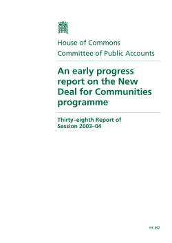 An early progress report on the New Deal for Communities programme