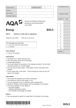 A-level Biology Question paper Unit 05