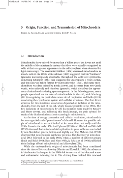 3 Origin, Function, and Transmission of Mitochondria