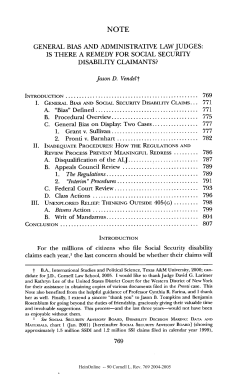 GENERAL BIAS AND ADMINISTRATIVE LAW JUDGES: IS THERE