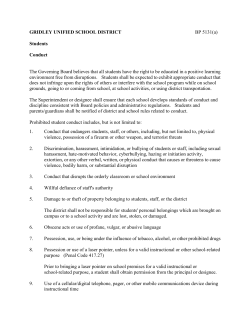 BP 5131 Conduct - Gridley Unified School District