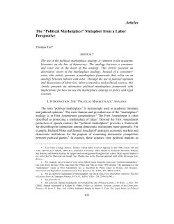 Articles The &ldquo;Political Marketplace&rdquo; Metaphor from a Labor Perspective