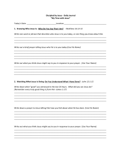 Discipled by Jesus - Daily Journal “My Time with Jesus” Today`s