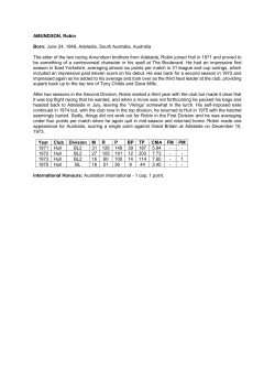 AMUNDSON, Robin Born: June 24, 1948, Adelaide, South Australia