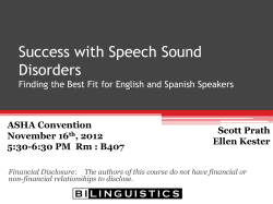 1387 Success With Speech Sound Disorders